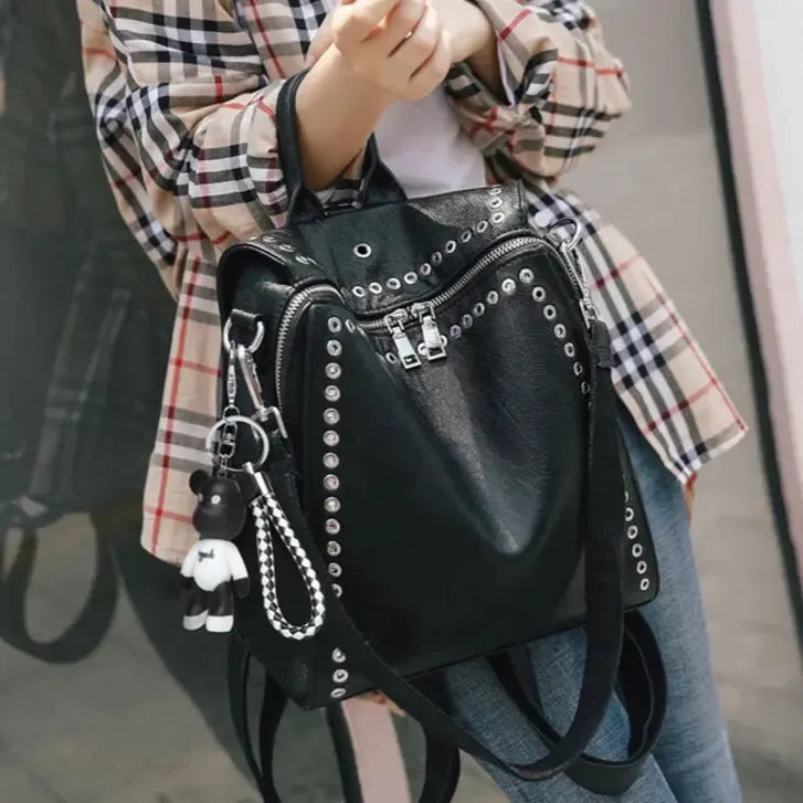 Sac à dos femme en cuir noir