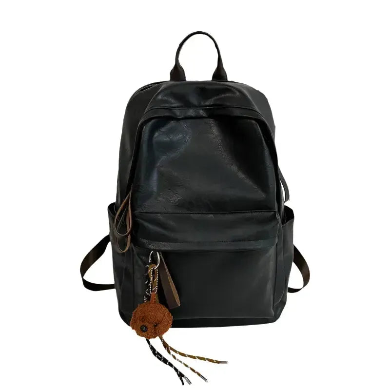 Sac à dos vintage noir en cuir synthétique