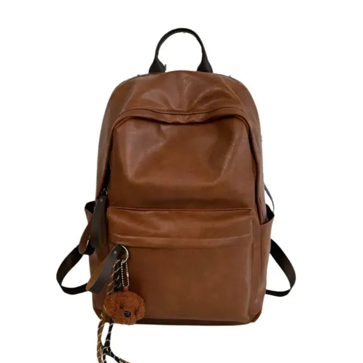 Sac à dos vintage marron en cuir synthétique