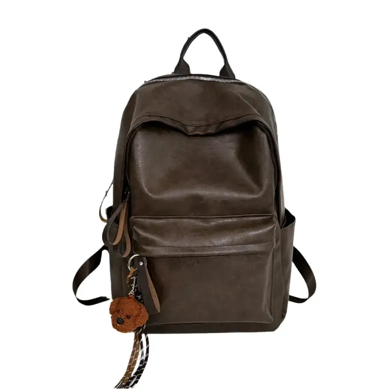 Sac à dos vintage marron en cuir synthétique