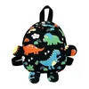 Small Toddler Dinosaur Backpack in Lightweight Nylon — Black