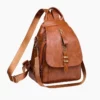 Sac à Dos Femme Élegant en Cuir — Marron