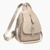 Sac à Dos Femme Élegant en Cuir — Beige