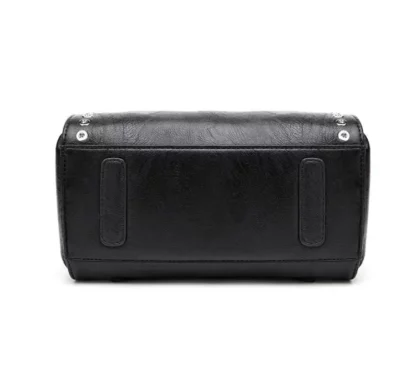 Bottom of the black leather backpack