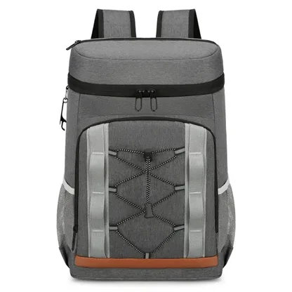 Dark grey insulated picnic backpack, front view