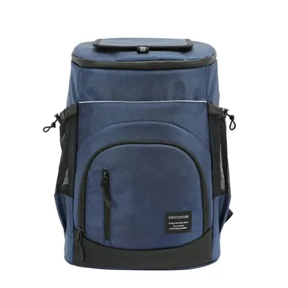 Navy blue insulated lunch backpack, front view