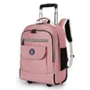 Sac à dos voyage à roulettes 20L à 35L — Rose